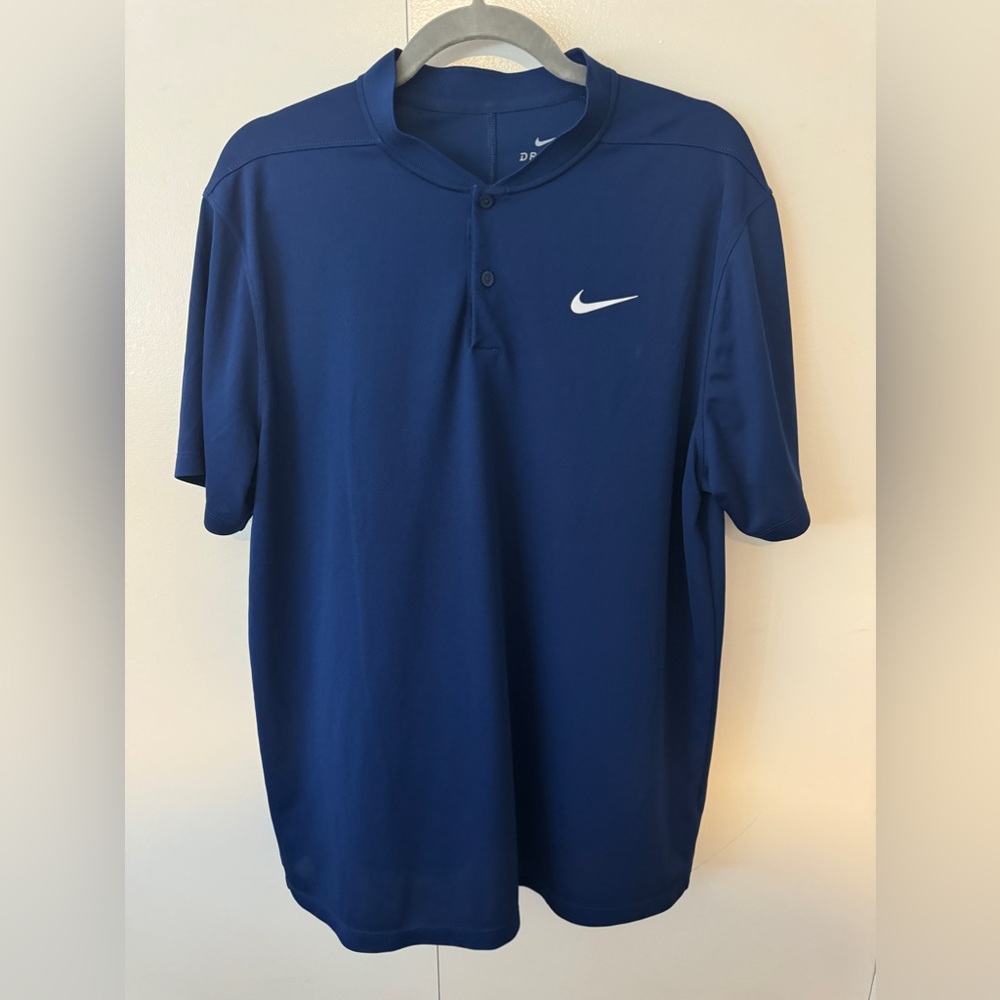 Nike Dri-Fit Blade Collar Golf Polo L Navy